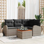 Conjunto de sofá de jardín con cojín 8 pcs Marrón Poliratán