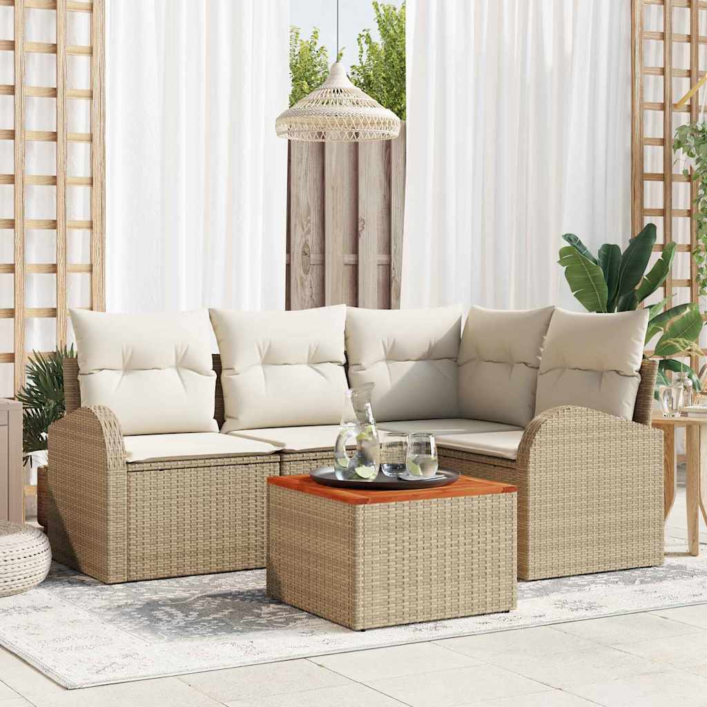 Conjunto de sofá de jardín con cojín 8 pcs Marrón Poliratán
