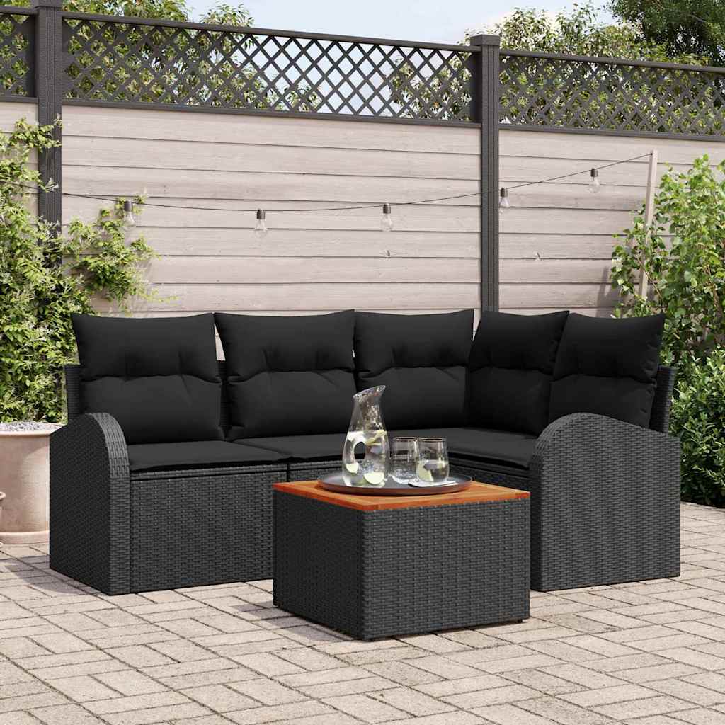 Conjunto de sofá de jardín con cojín 8 pcs Marrón Poliratán