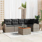 Conjunto de sofá de jardim 6 peças Bege e Creme vime sintético