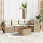 Conjunto de sofá de jardim 6 peças Bege e Creme vime sintético