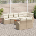 Conjunto de sofás de jardín 9 pcs Beige y Crema ratán sintético