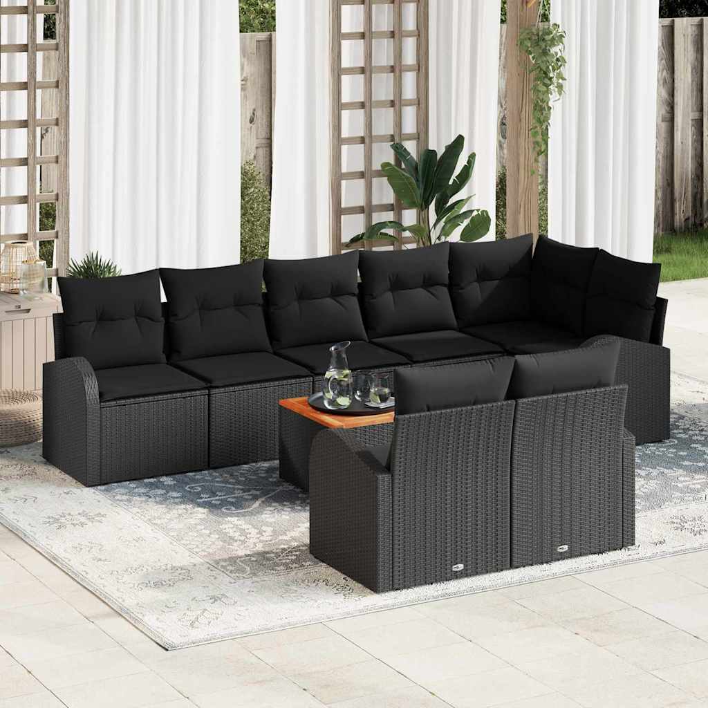 9-piece Garden Sofa Set Beige and Cream Poly Rattan