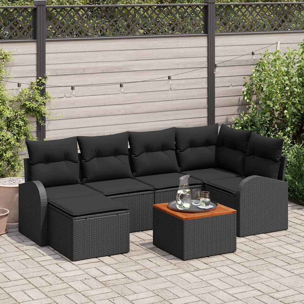 Conjunto de sofás de jardín 7 pcs Beige ratán sintético