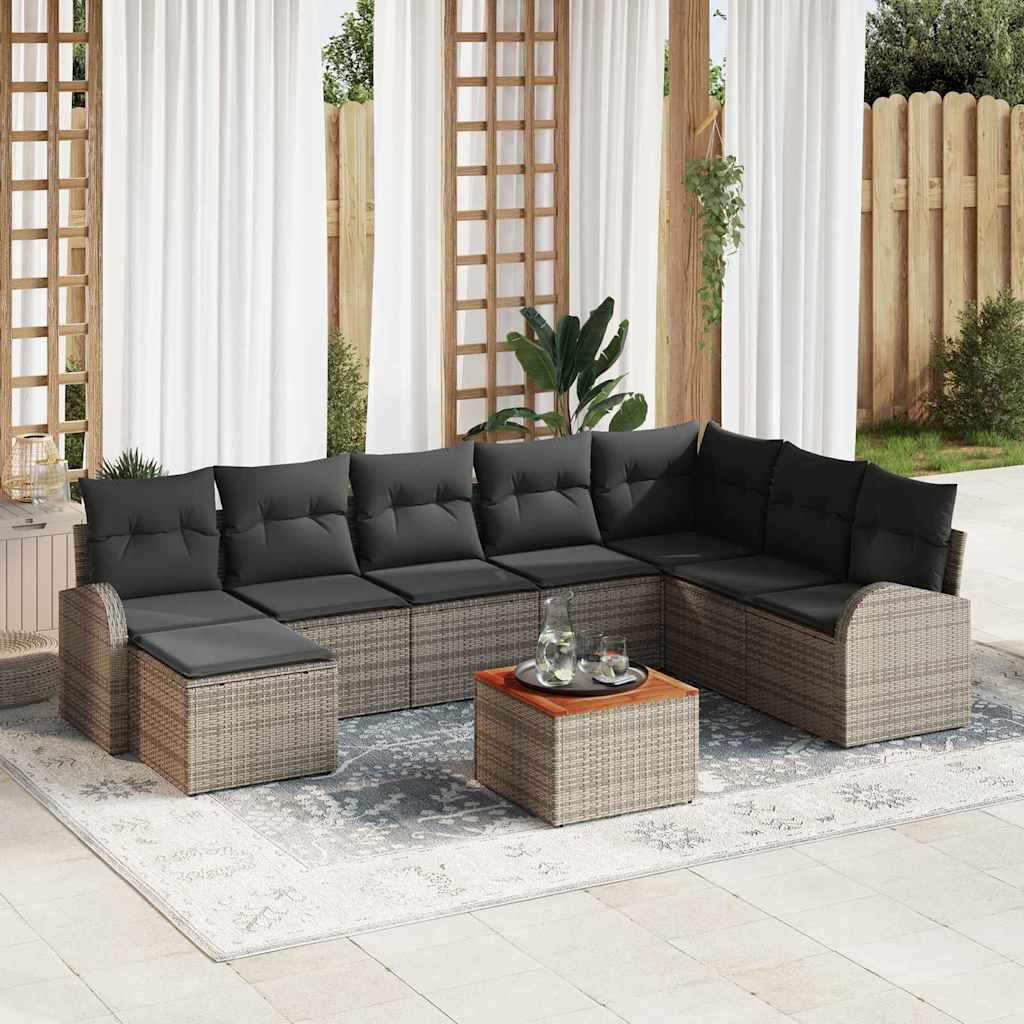 Conjunto de sofás de jardín 9 pcs Beige y Crema ratán sintético