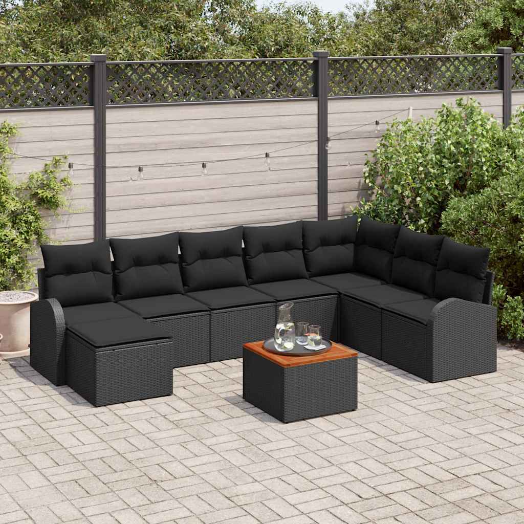 Conjunto de sofás de jardín 9 pcs Beige y Crema ratán sintético