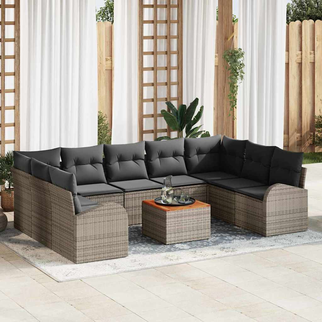 Conjunto de sofás de jardín 10 pcs Beige y Crema