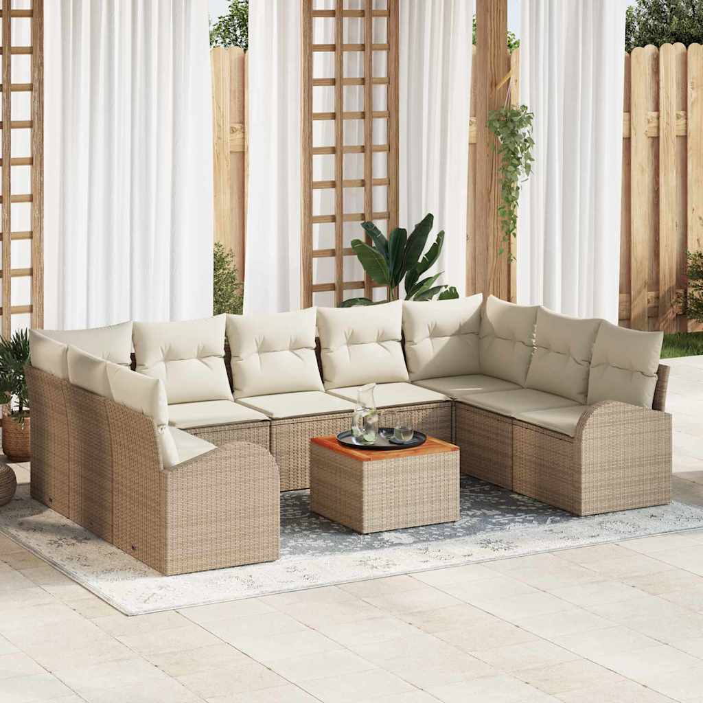 Conjunto de sofás de jardín 10 pcs Beige y Crema