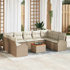 Conjunto de sofás de jardín 10 pcs Beige y Crema