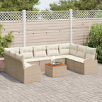 Conjunto de sofás de jardín 10 pcs Beige y Crema