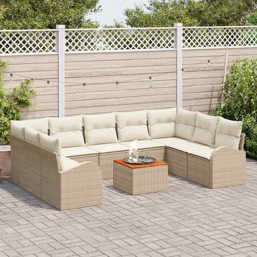Conjunto de sofás de jardín 10 pcs Beige y Crema