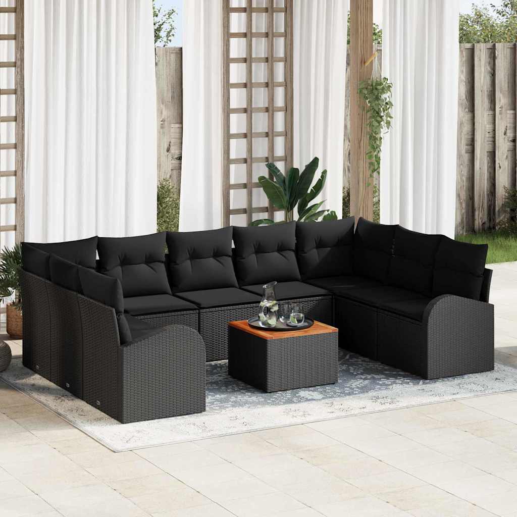 Conjunto de sofás de jardín 10 pcs Beige y Crema