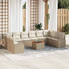 Conjunto de sofás de jardín 11 pcs Beige y Crema