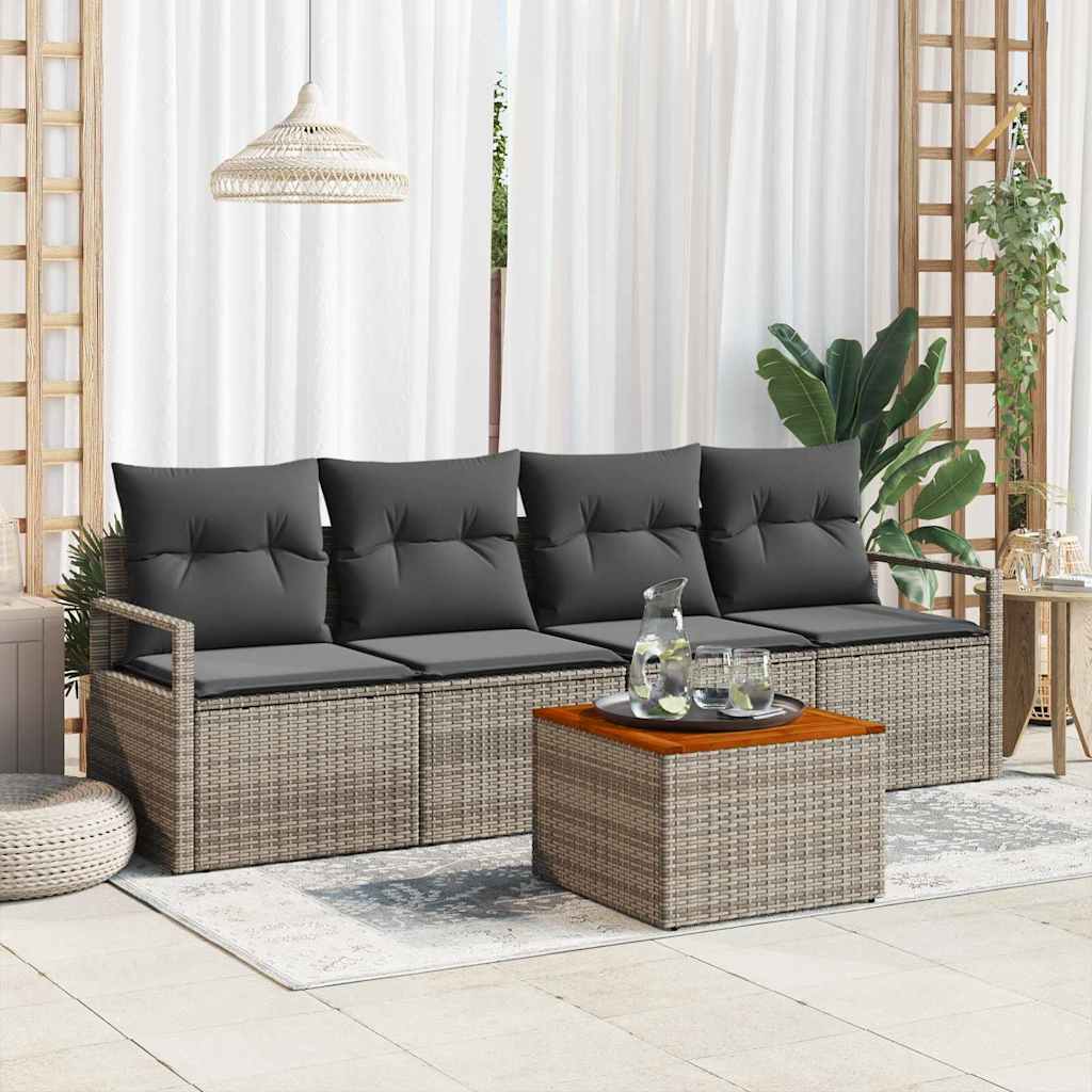 Conjunto de sofá de jardín 7 pcs Marrón ratán sintético