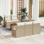 Conjunto de sofás de jardín 6 pcs Beige y Crema ratán sintético