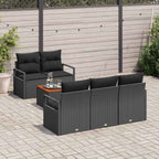 Conjunto de sofás de jardín 6 pcs Negro ratán sintético