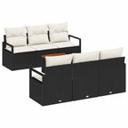 Conjunto de sofás de jardín 7 pcs Negro y crema ratán sintético
