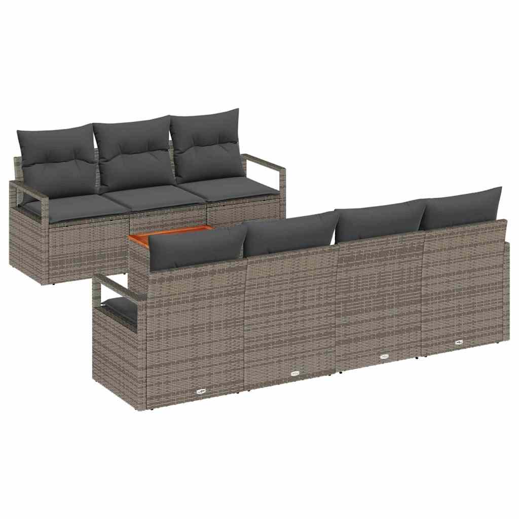 Conjunto de sofás de jardín 7 pcs Gris ratán sintético