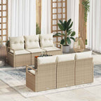 Conjunto de sofás de jardín 7 pcs Beige y Crema ratán sintético