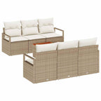 Conjunto de sofás de jardín 7 pcs Beige y Crema ratán sintético
