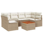 Conjunto de sofás de jardín 7 pcs Beige y Crema ratán sintético