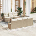 Conjunto de sofás de jardín 8 pcs Beige y Crema ratán sintético