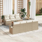 Conjunto de sofás de jardín 8 pcs Beige y Crema ratán sintético