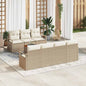Conjunto de sofás de jardim 8 peças em vime sintético bege e creme