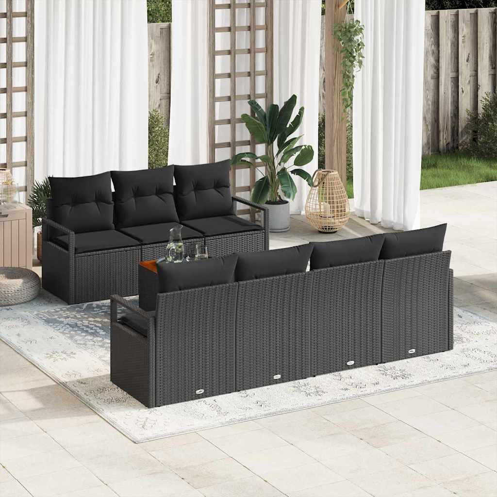 8-Piece Outdoor Sofa Set Beige and Cream Poly Rattan