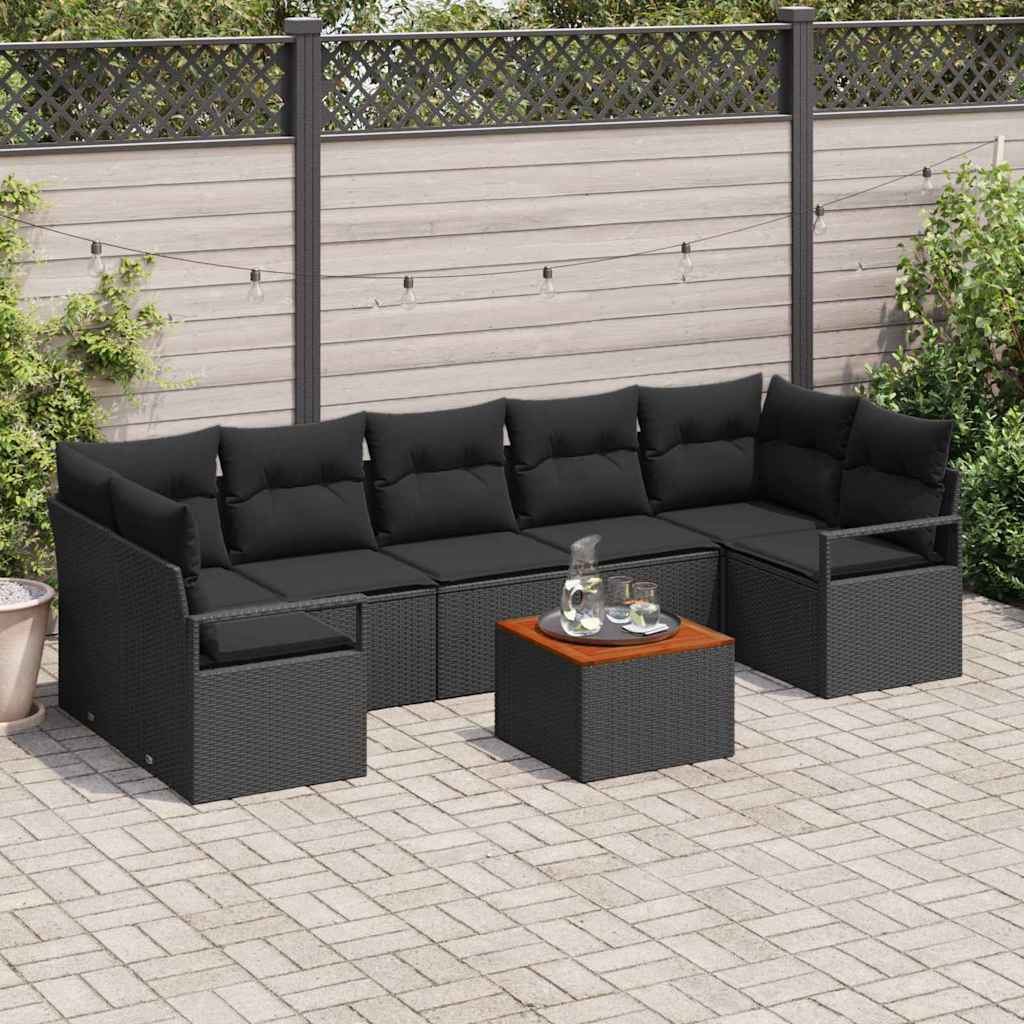 Conjunto de sofás de jardín 8 pcs Beige y Crema ratán sintético