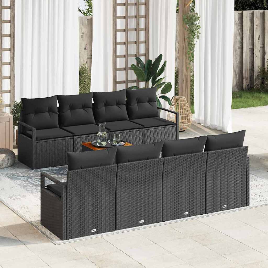 Conjunto de sofás de jardín 9 pcs Beige y Crema ratán sintético