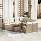 Conjunto de sofás de jardín 9 pcs Beige y Crema ratán sintético