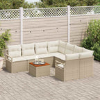 Conjunto de sofás de jardín 9 pcs Beige y Crema ratán sintético