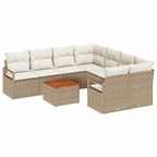 Conjunto de sofás de jardín 9 pcs Beige y Crema ratán sintético