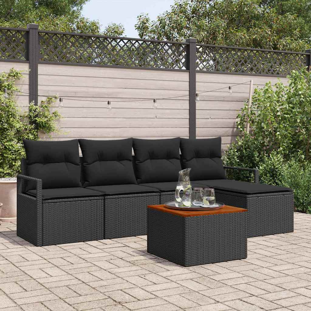 Conjunto de sofás de jardín 6 pcs Beige y Crema ratán sintético