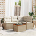 5-piece Garden Sofa Set Beige and Cream Poly Rattan