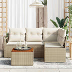 5-piece Garden Sofa Set Beige and Cream Poly Rattan