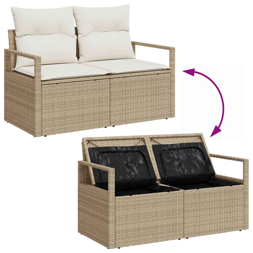 5-piece Garden Sofa Set Beige and Cream Poly Rattan