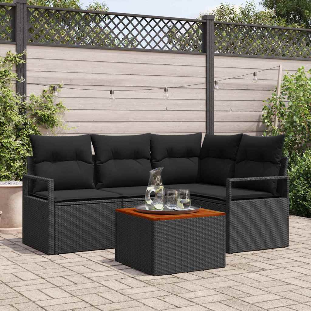 5-piece Garden Sofa Set Beige and Cream Poly Rattan