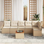 Conjunto de sofás de jardín 7 pcs Beige y Crema ratán sintético