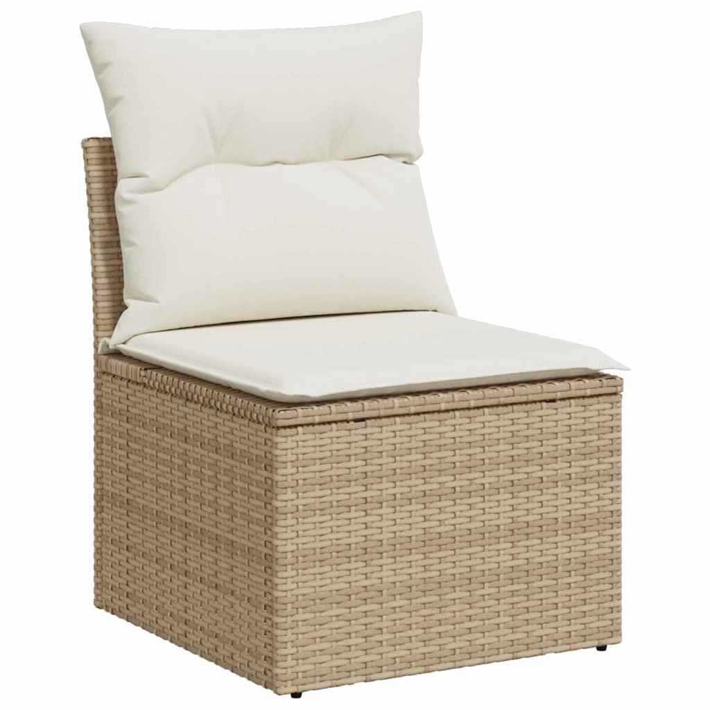 Conjunto de sofás de jardín 7 pcs Beige y Crema ratán sintético