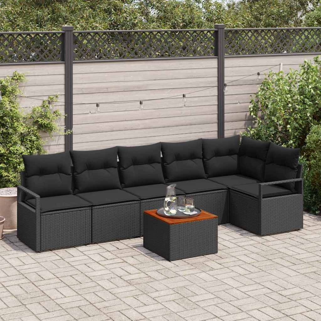 Conjunto de sofás de jardín 7 pcs Beige y Crema ratán sintético
