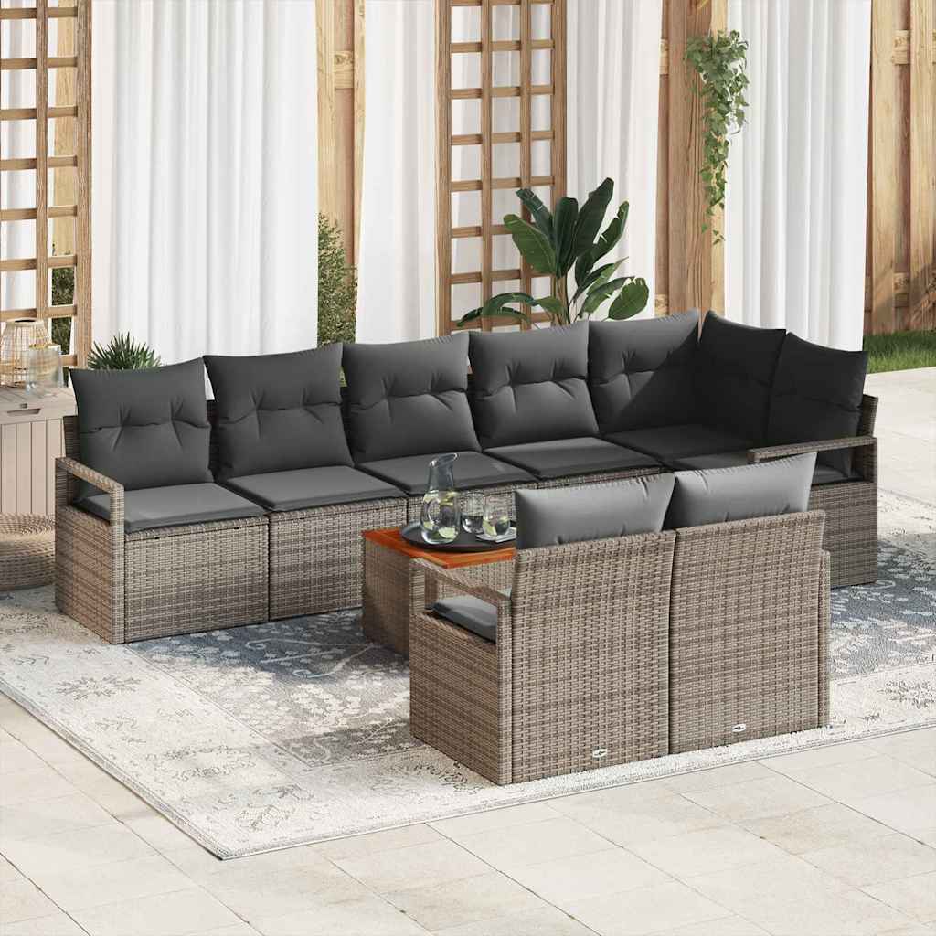 Conjunto de sofás de jardín 9 pcs Gris ratán sintético