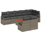 Conjunto de sofás de jardín 9 pcs Gris ratán sintético