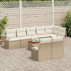 Conjunto de sofás de jardín 9 pcs Beige y Crema ratán sintético