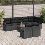 Conjunto de sofás de jardín 9 pcs Negro ratán sintético