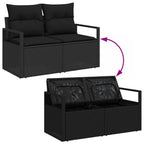 Conjunto de sofás de jardín 9 pcs Negro ratán sintético