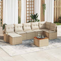 Conjunto de sofás de jardín 8 pcs Beige y Crema ratán sintético