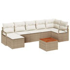 Conjunto de sofás de jardín 8 pcs Beige y Crema ratán sintético