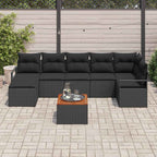 Conjunto de sofás de jardín 8 pcs Negro ratán sintético